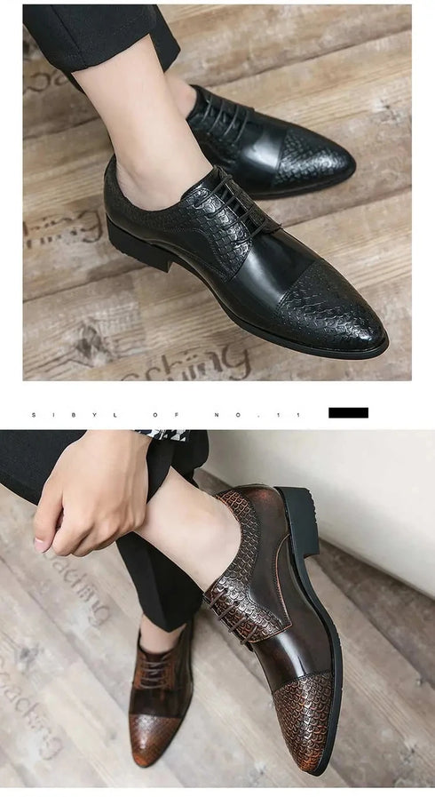 Men's Fashion Derby Shoes Lace-Up Business Office Dress Shoes for Weddings and Formal Events
